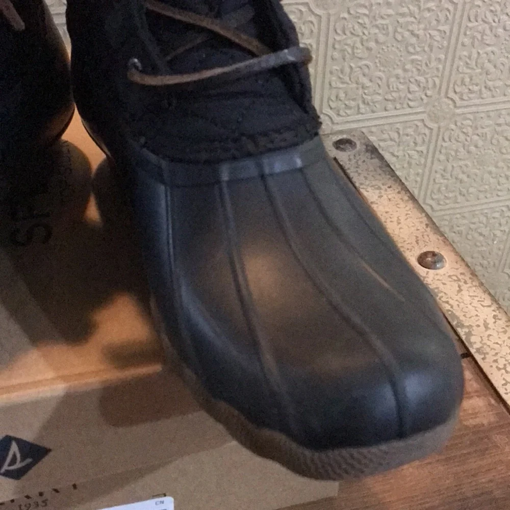 Sperry Black Quilted Duck Boots for Kids